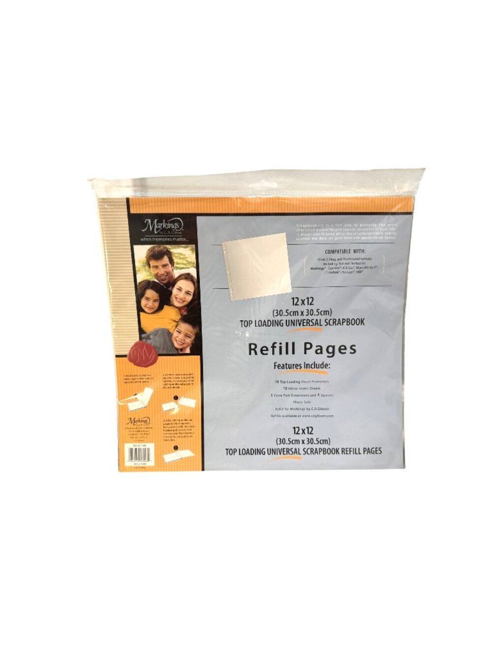 Markings by C.R. Gibson 12x12 Top Loading Scrapbook Refill Pages, 10 Pack, Archi